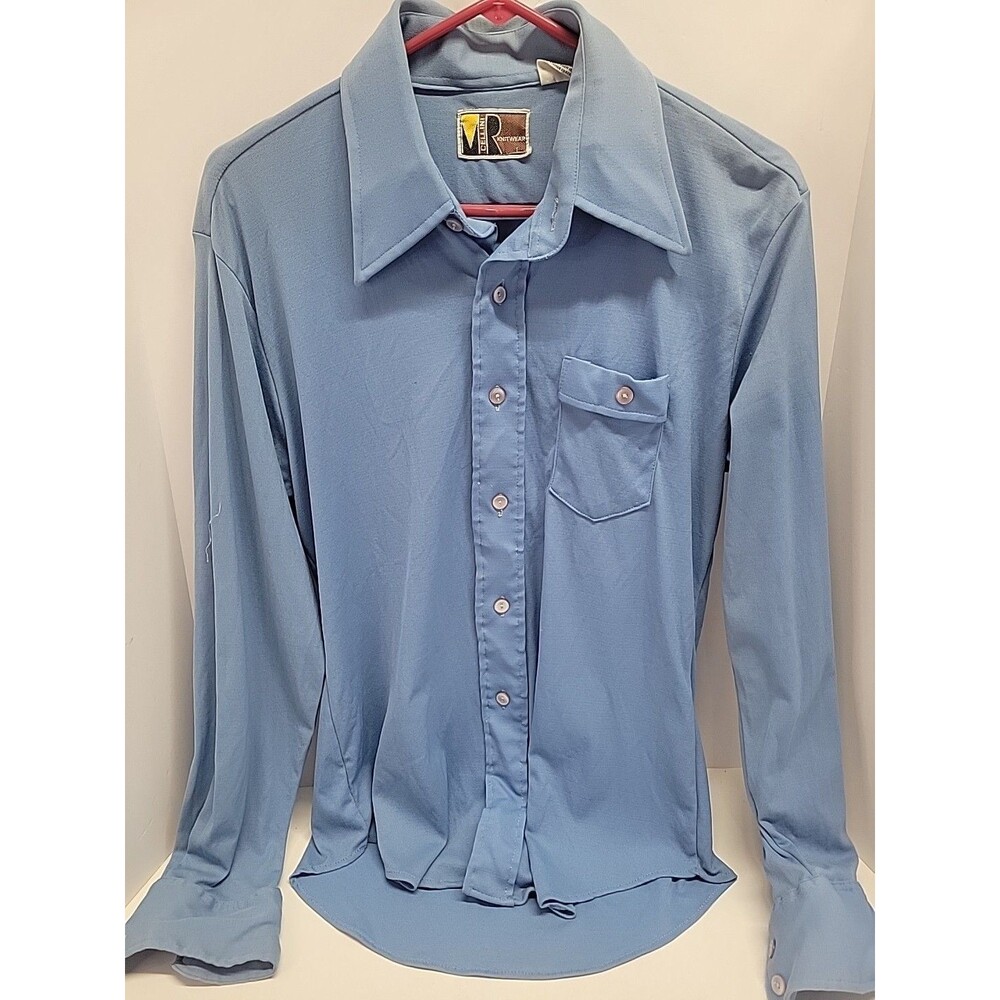 MR Cellini Knit Wear Vtg Retro Shirt Button Front Collar ‎ Hippi Design Sz L